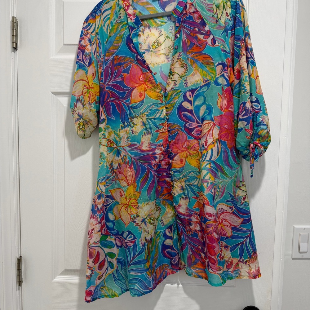 Johnny Was Multicolor Floral Swim Coverup - Picture 6 of 12